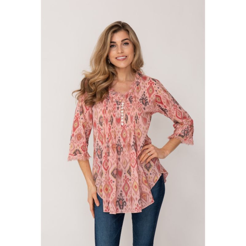 Sophie Cotton Blouse Soft Coral & Gold image