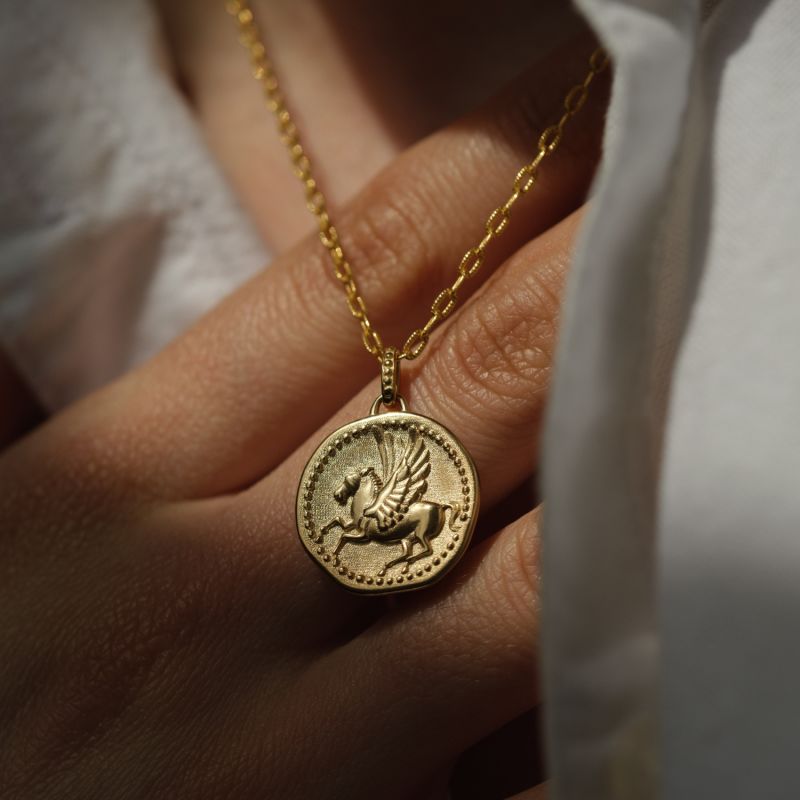 Pegasus Overcome And Thrive Talisman Necklace In Gold image