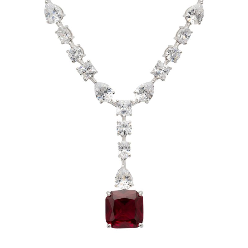 Penelope Ruby Statement Necklace Silver LATELITA Wolf Badger