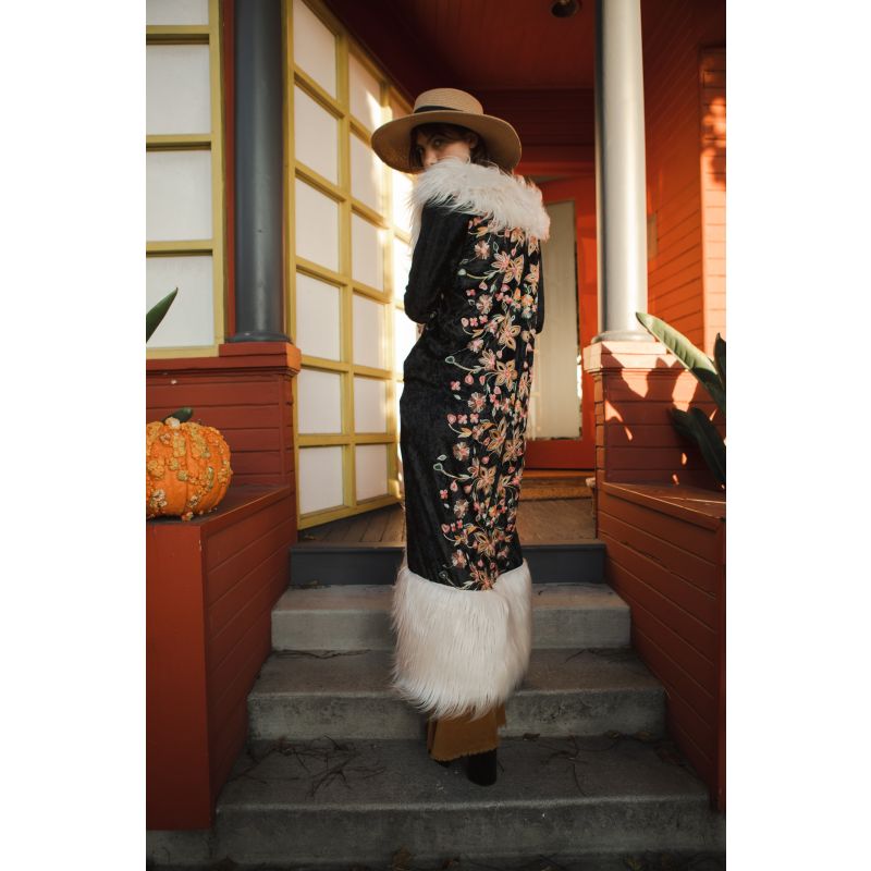 Penny Deluxe Harmony Embroidered Velvet Faux Fur Jacket Jennafer