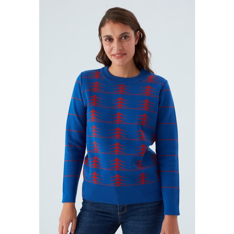 Gemini Pine Patterned Pullover In Royal Blue/Orange image