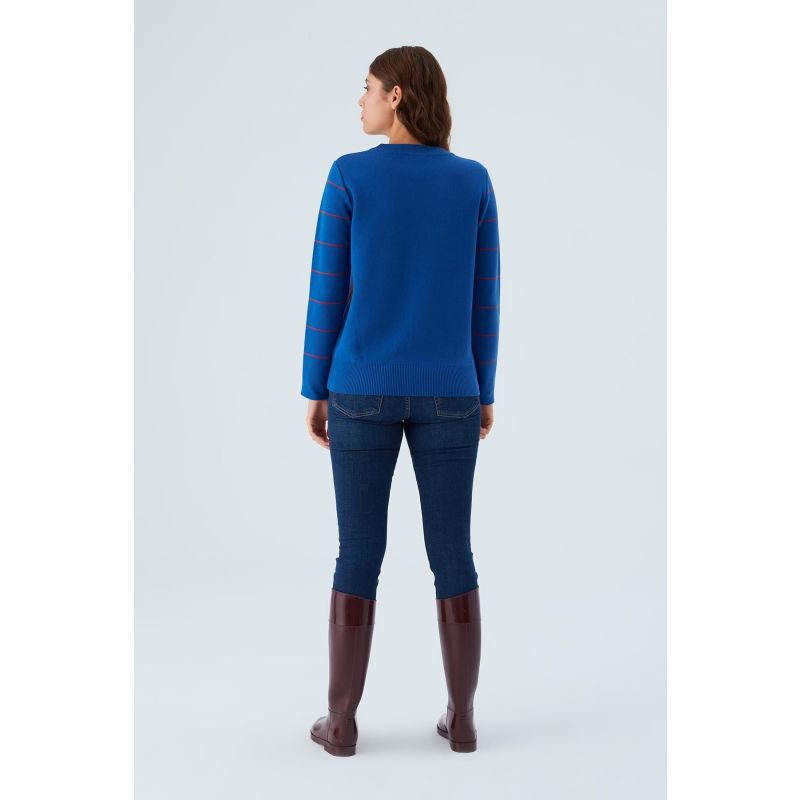 Gemini Pine Patterned Pullover In Royal Blue/Orange image