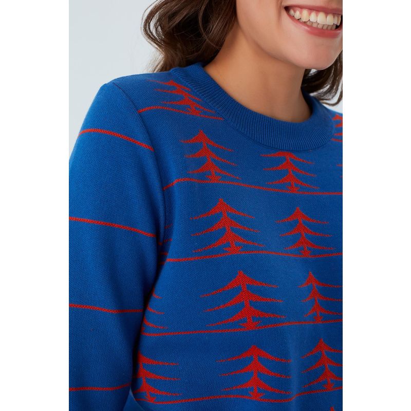 Gemini Pine Patterned Pullover In Royal Blue/Orange image