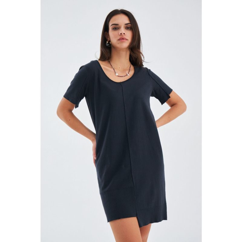 Fine Knitted Mini Summer Dress In Anthracite image