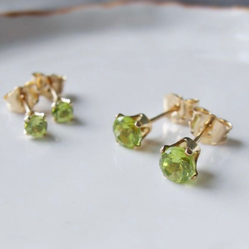 Peridot August Birthstone Studs - 14K Gold image