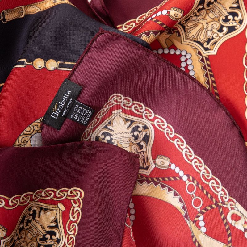 Elizabetta Mens Red Silk Paisley Scarf - Neckerchief - Made in Italy