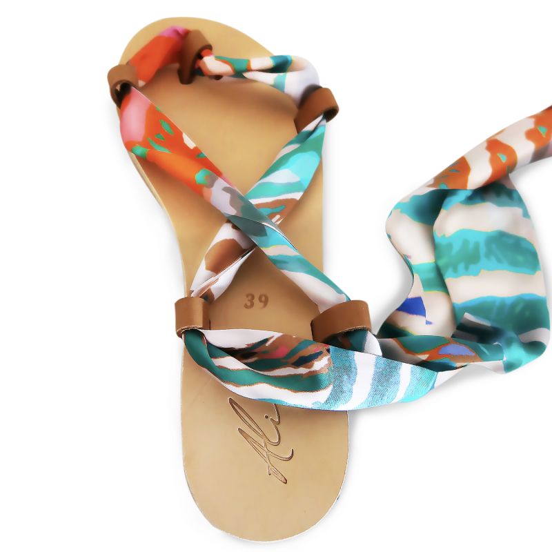 Pesca Silk & Leather Ankle Wrap Sandals image