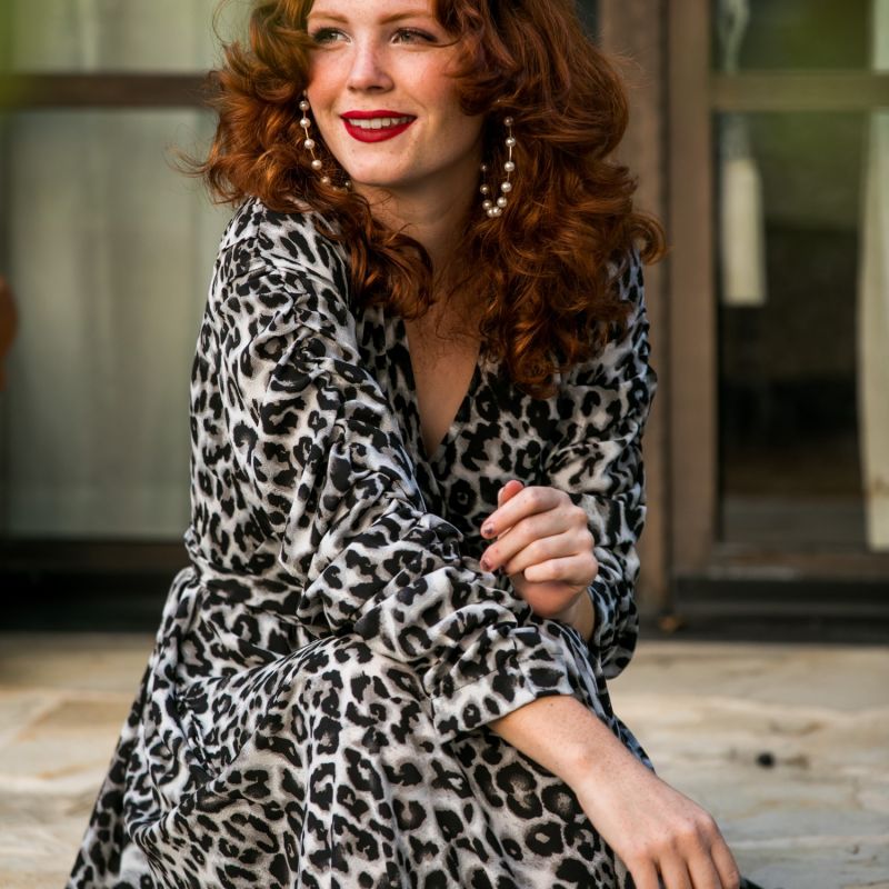 Snow Leopard Wrap Dress image