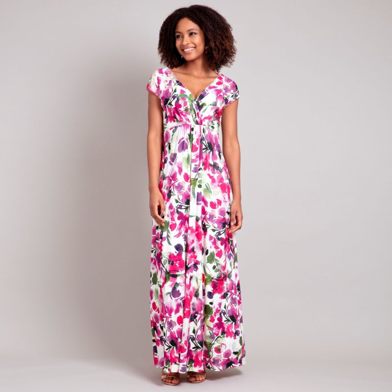 Petite Sophia Maxi Dress In Fuchsia Florals Print image