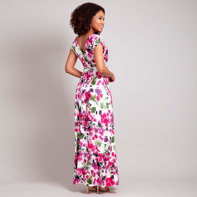 Petite Sophia Maxi Dress In Fuchsia Florals Print image