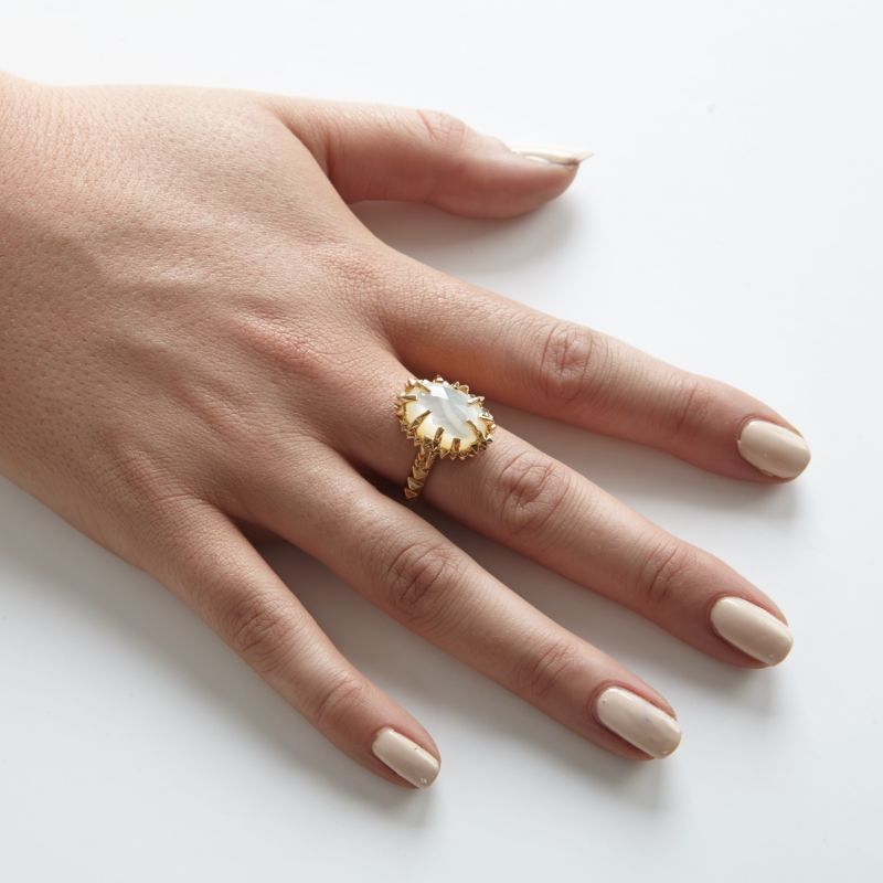 Ivory Mother Of Pearl Ring Gold image