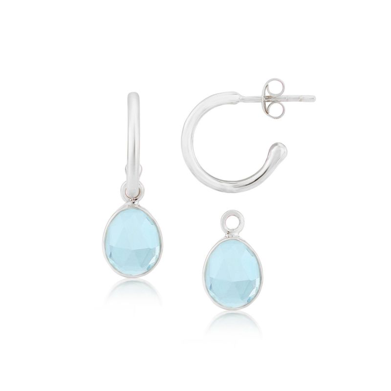 Manhattan Silver & Blue Topaz Interchangeable Gemstone Earrings image