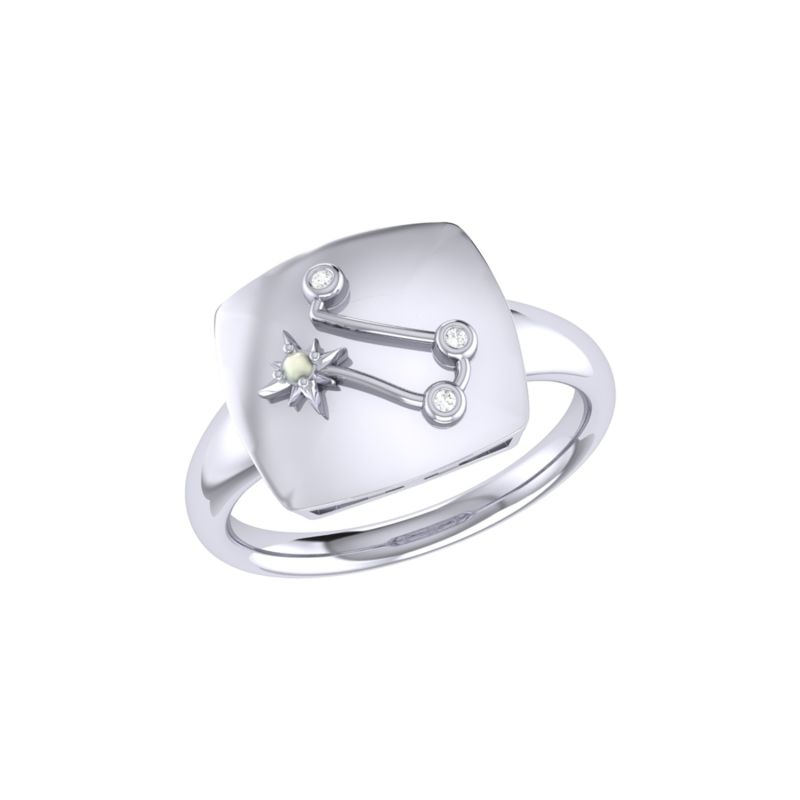 Gemini Twin Constellation Signet Ring In Sterling Silver image