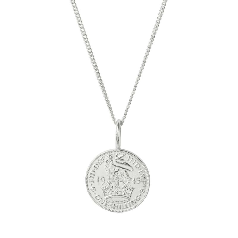 British Shilling Coin Necklace In Silver image