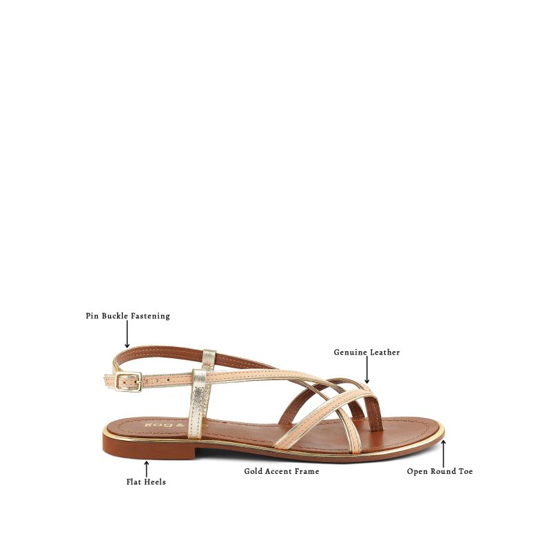 Pheobe Strappy Beige Flat Sandals image