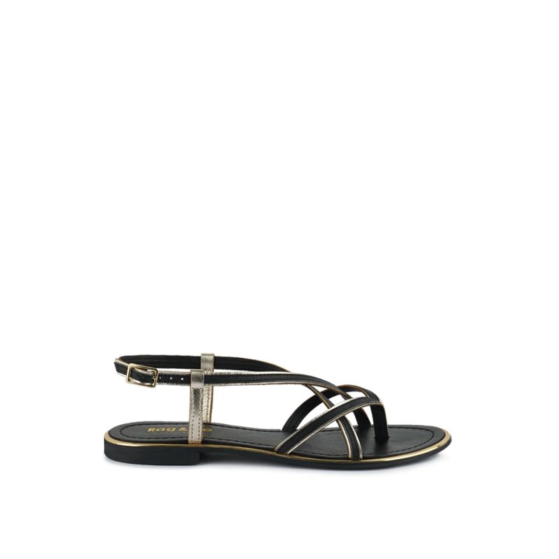 Pheobe Strappy Black Flat Sandals image