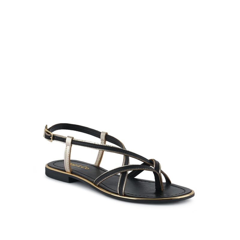 Pheobe Strappy Black Flat Sandals image