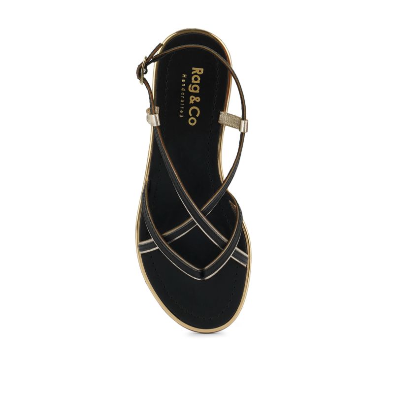 Pheobe Strappy Black Flat Sandals image