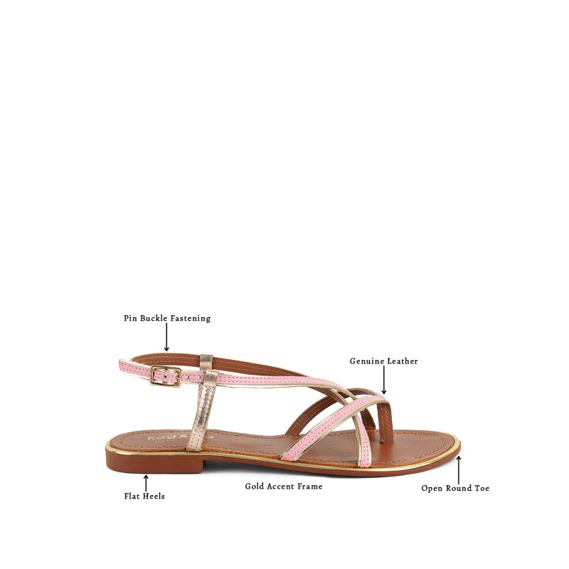 Pheobe Strappy Pink Flat Sandals image