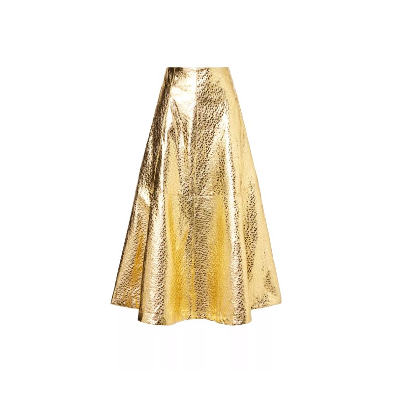 Phoebe Gold Metallic Maxi Skirt | AMY LYNN | Wolf & Badger