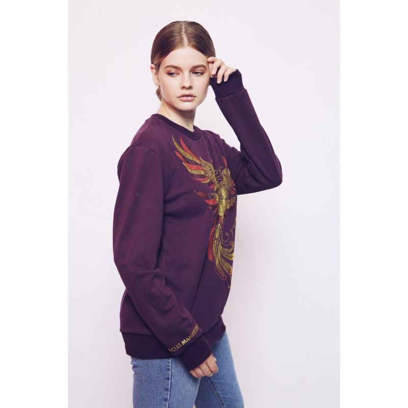 Phoenix - Lucky Feng Shui Rhinestoned Sweatshirt - Purple image