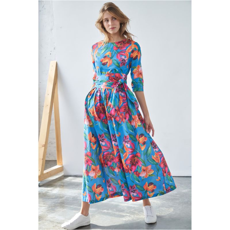 Floral Print Maxi Dress With Detachable Wide Belt image