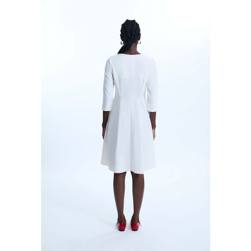 Pin Tuck Button Midi Dress Cream image