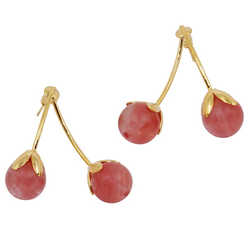 Pink Crystal Cherry Earrings Ninemoo Wolf Badger