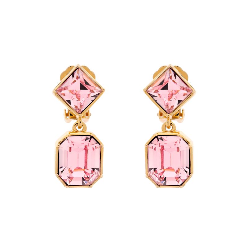 Pink Crystal Statement Clip Earrings image