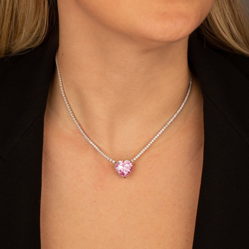 Pink Heart Tennis Choker Necklace image