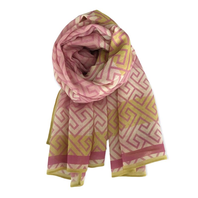 Pink Key Stripes Fine Wool Scarf image