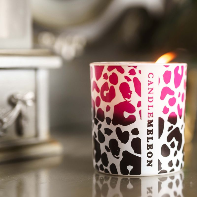 Pink Leopard - Colour Changing Soy Wax Wood Wick Candle - Amber, Orange Flowers & Mint 200G image