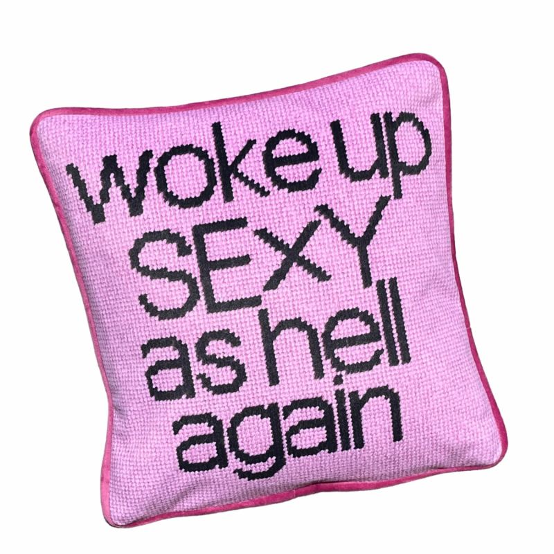 Pink On Pink Velvet "Woke Up Sexy As Hell Again" Feather Down Pillow image