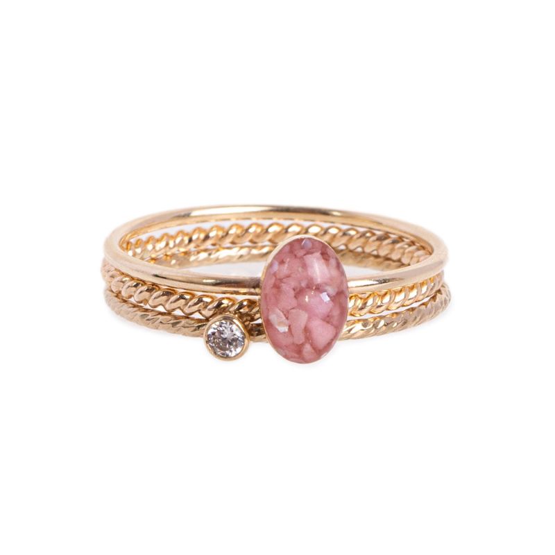 Pink Oval Rhodonite Ring Set image