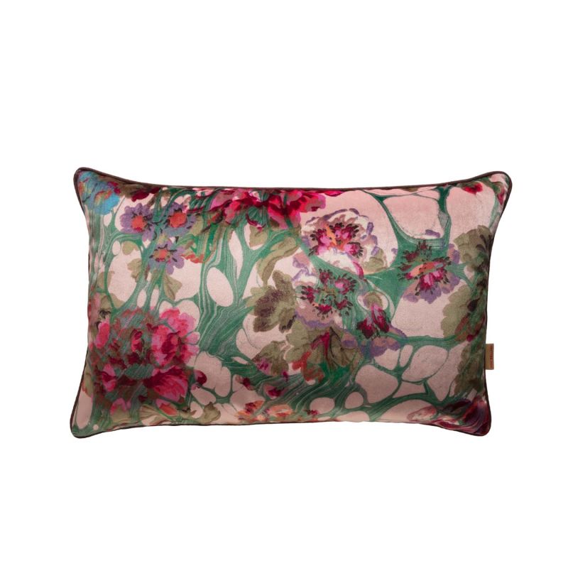 Pink Rose Marbled Velvet Cushion image