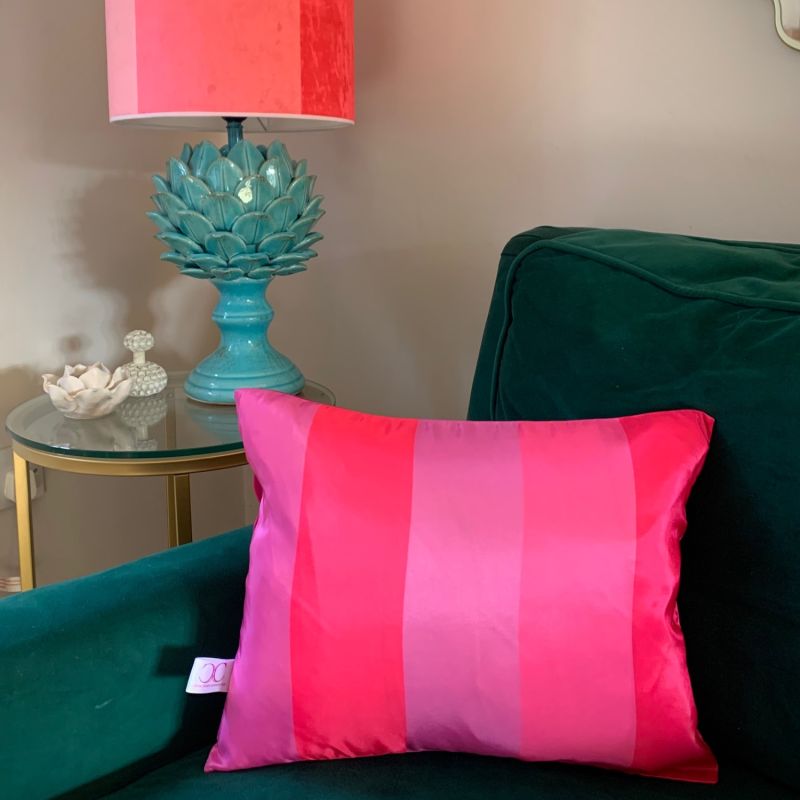 Pink Stripe Silk Cushion image