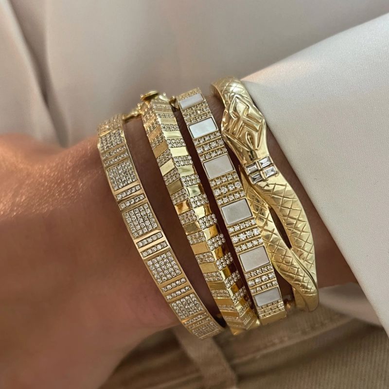 Pinstripe Strength Diamond Bangle Bracelet Half Way Diamonds