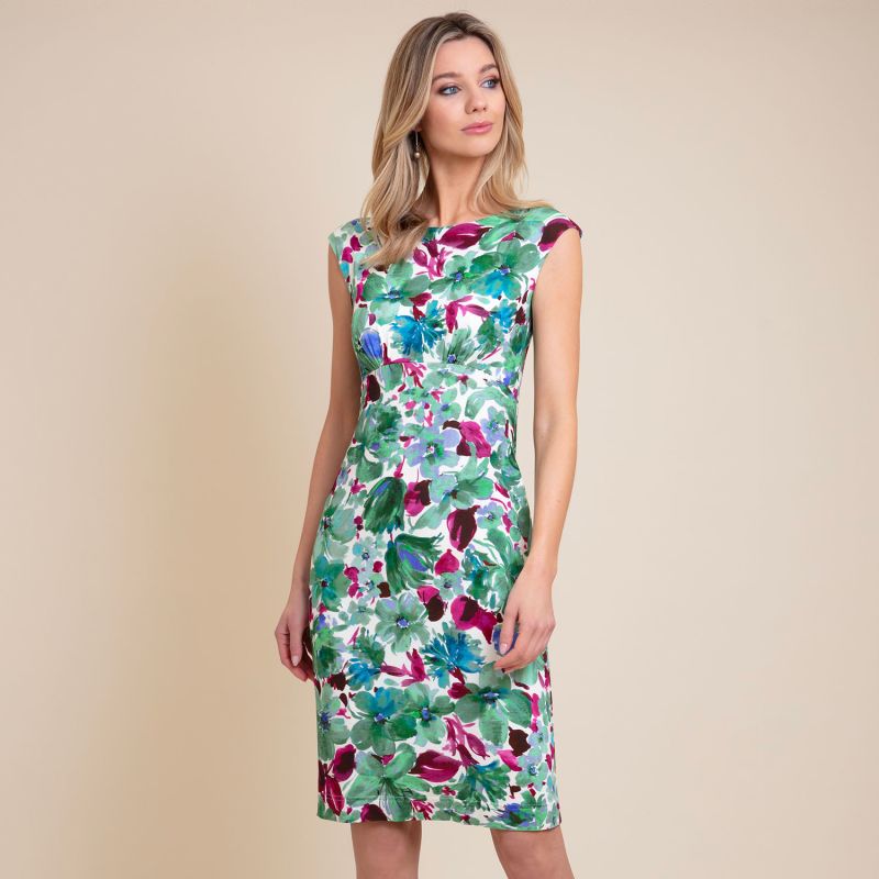 Pippa Shift Dress In Paradise Green Floral Print image