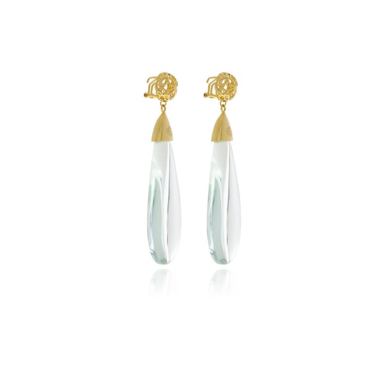 Clear Signature Gold Drop Crystal Earrings image
