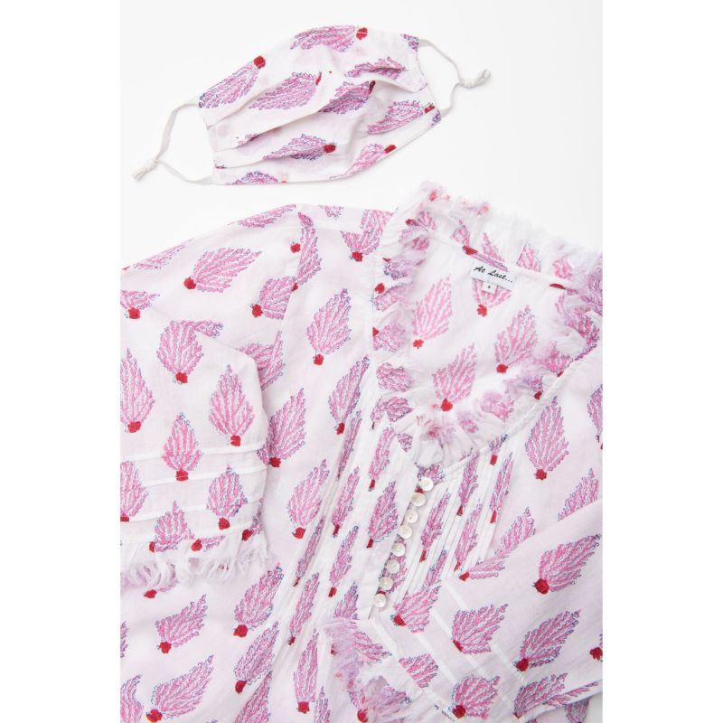 Sophie Cotton Blouse - Pink Leaf image