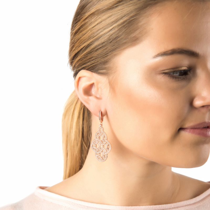 Celtic Knot Aoife Drop Earrings Rose Gold image