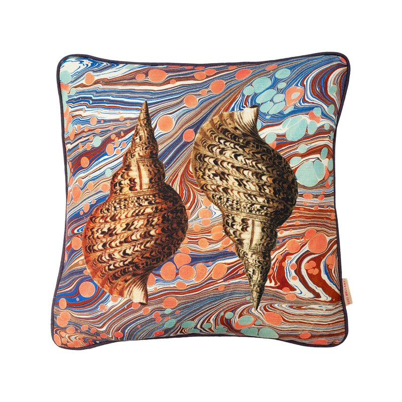 Sea Swirl Two Shells Linen Cushion image