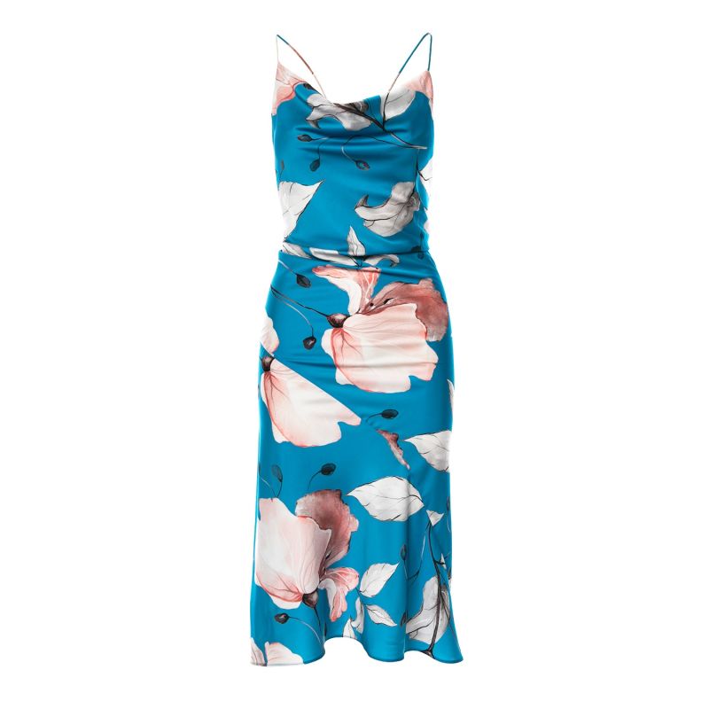 Cannington Cowl Neck Satin Midi Printed Dress image