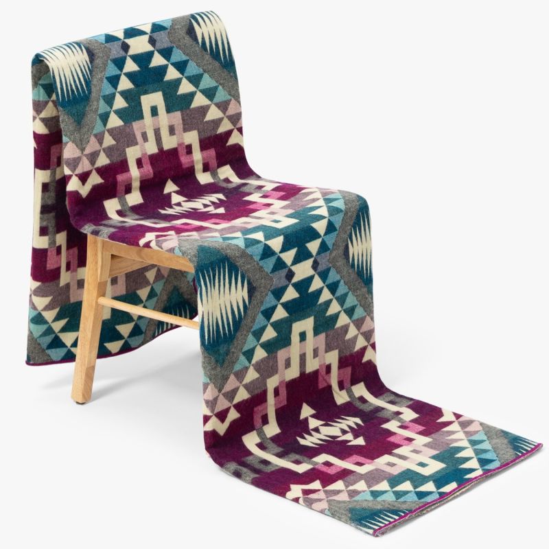 Plaid, Throw Native The Cosy Pink & Blue - Alpaca Wool image