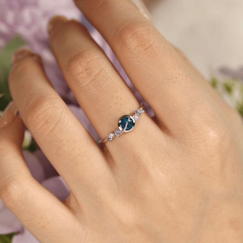 Planet London Blue Topaz Ring White Gold Vermeil Azura Jewelry