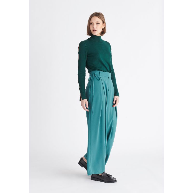High waisted teal pants hotsell