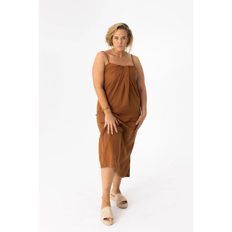 Pleated Linen Bra Dress Copper image