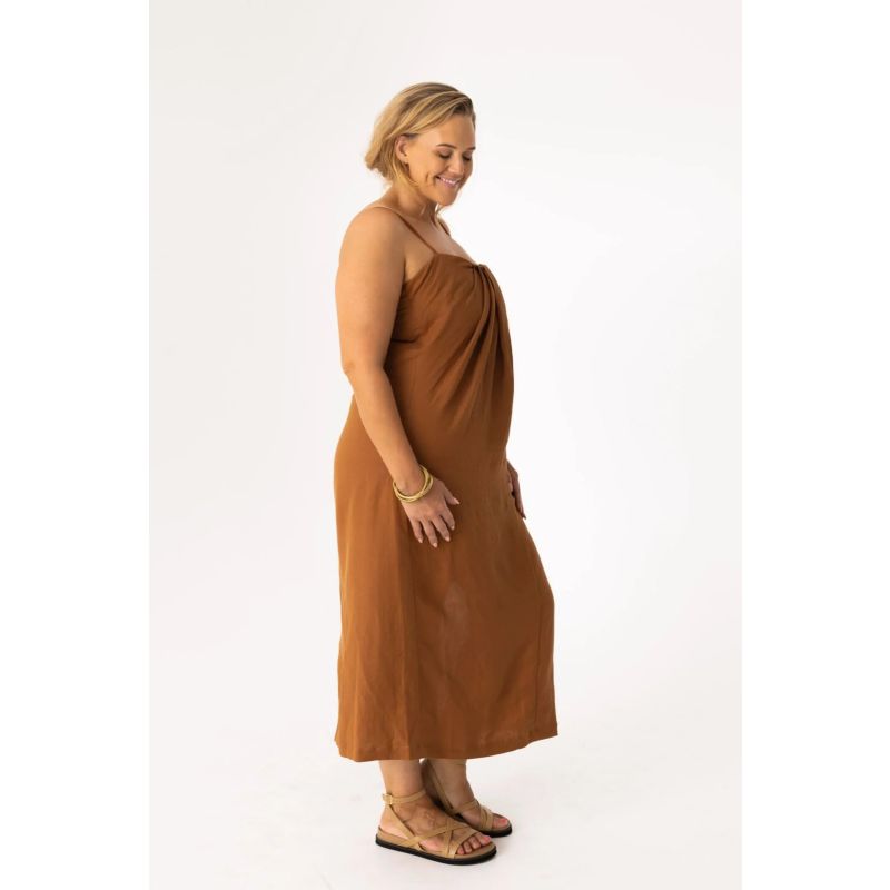 Pleated Linen Bra Dress Copper image