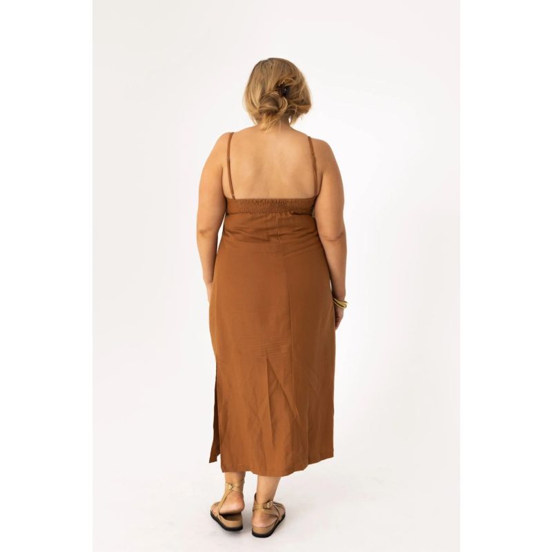 Pleated Linen Bra Dress Copper, AMIRA Collective