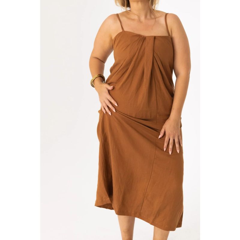 Pleated Linen Bra Dress Copper image